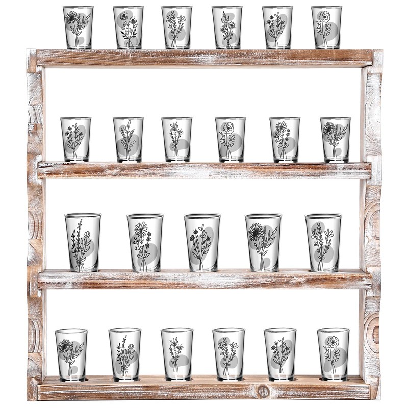 DoubleFill Wood Shot Glass Display Case Shot Glasses Holder Wall