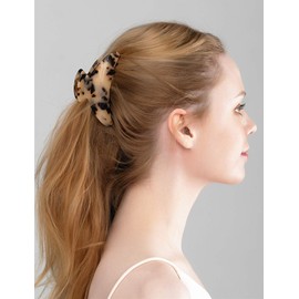 Prettyou Large Size 3.5" Handmade Celluloid French Design Barrettes Tortoise Shell Claw Fashion Accessories Hair Clip for Women (B)