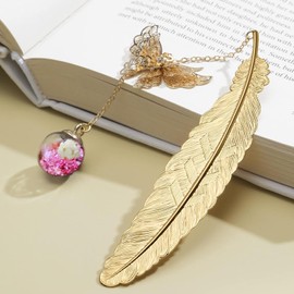Vintage-Style Metal Feather Bookmark Mothers Day Gifts Valentine's Day Christmas Stocking Stuffers Butterfly Bookmarks for Women Mom Lady Readers Teacher Appreciation Gifts