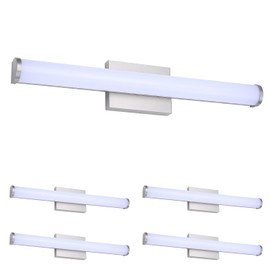 ASD LED 24 Inch Wall Mount Vanity Lighting Fixture | 25W 1750LM 3000K-5000K 120V | 3CCT, Dimmable, Energy Star, ETL Listed | Bathroom Linear Light Bar, Long Tube Bath Sconce | Nickel, 4 Pack