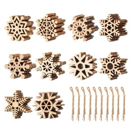 Wooden Snowflake, 50pcs Unfinished Wooden Ornaments Snowflake Cutouts Hollowed Snowflakes Christmas Tree Hanging Ornaments Christmas Decoration DIY Crafts Decor with Strings…