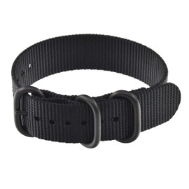 24 mm Black Men's Thick Nylon Watch Strap Band Military Wristband Replacement Heavy Duty Buckle