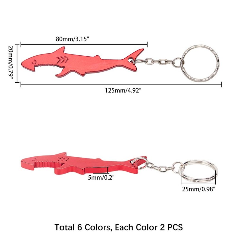 arricraft 12 Pcs Shark Shaped Bottle Opener, Pocketable Keychain Bear