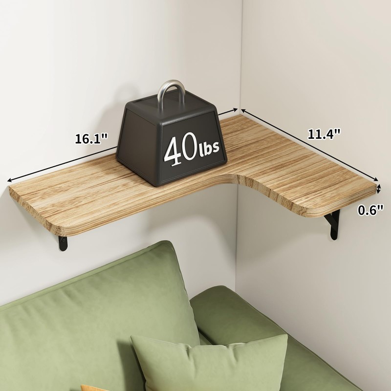 Fixwal Floating Shelves for Wall, Rustic Wood Wall Mounted Corner