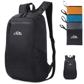 SFIUYDS Lightweight Foldable Backpack - 15L Small Travel Bag for Camping, Hiking & Daily Use(Black)