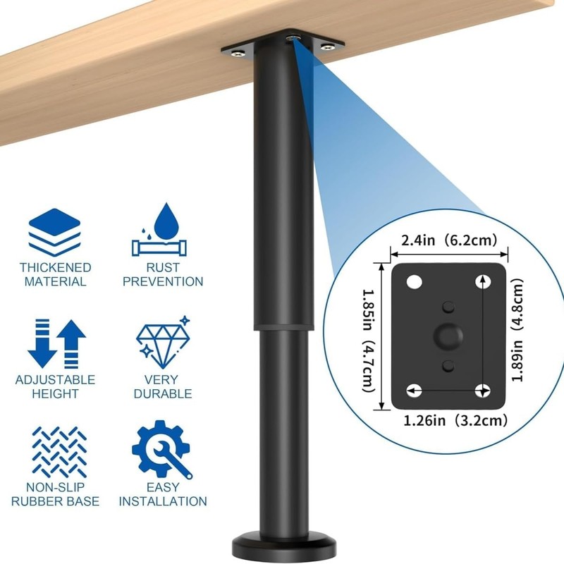 4-Pack White Adjustable Heavy Duty Cabinet Legs (8-12cm) | Non-Slip,