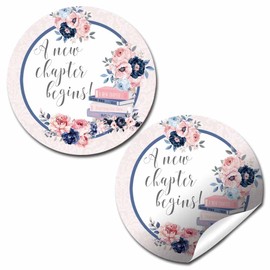 A New Chapter Bridal Shower Stickers – 40ct 2" Round Book & Floral Favor Labels – Romantic Envelope Seals & Party Bag Stickers by AmandaCreation