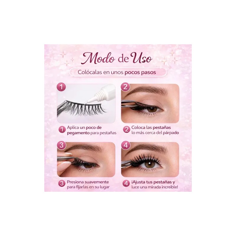 Pestañas Postizas 7 Pares Reutilizables Aspecto Natural