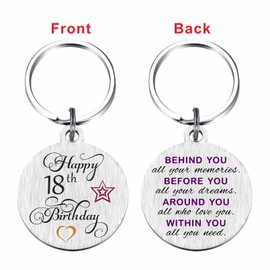 Laluminter 18 Yr Year Old Birthday Gifts for Girls Boy, Happy 18th Bday Keychain for Women Men