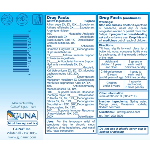 Guna, Inc. - GUNA-Sinus Nose Spray 30 ml