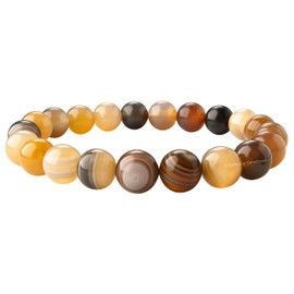 Amazing Gemstone Botswana Agate Bracelet for Women Men's Gifts - Protection Healing Crystal Bracelet - 8mm Beaded Stretchable Bracelet Pulseras Para Hombres Mujer Stocking Stuffers