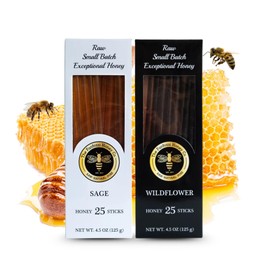 Wildflower and Sage Honey Straws, 50 Count - Perfect for Iced and Hot Beverages or Treat - Travel Healthy Snacks for Kids and Adults by Fantozzi, Made in USA