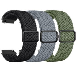 Vanjua Compatible with 20mm 22mm Watch Bands Quick Release Replacement Wristband, Adjustable Stretchy Braided Bands Replacement Straps for Women Men (Black/Blue Gray/Dark Green, 20mm)