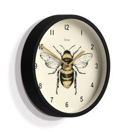 JONES CLOCKS® Bee Wall Clock - Bee Home Accessories - Bee Gifts - Kitchen Clock - Living Room Clock - Office Clock - Modern Clock - Small Wall Clock - Designer Clock - Decorative Dial (Black)