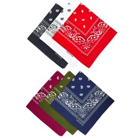 APIGANIZ 100% Cotton Bandanas, 21 x 21 inches, Set of 6 (Basic - Dark Colors)
