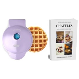 Dash MINI Waffle Iron 4" With The Best Keto Chaffle Recipe Book and Journal by Charmed By Dragons (4 Inch MINI LAVENDAR LILAC)