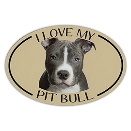 Crazy Sticker Guy I Love My Pit Bull (Pitbull Terrier) 6" x 4" Vibrant Animal-Themed Refrigerator Magnet