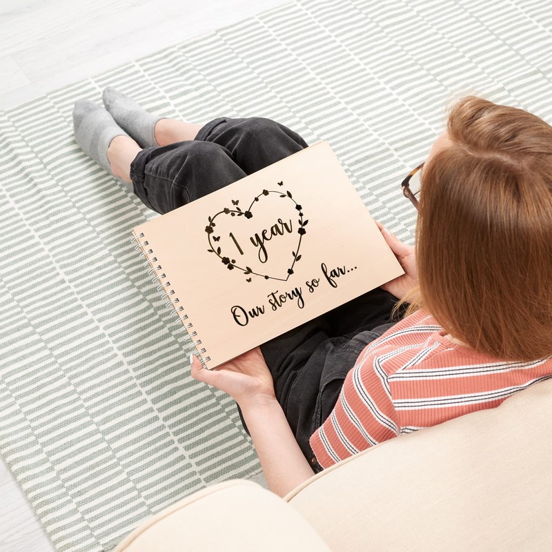 Wooden Engraved Scrapbook | 1 Year - Our Story So