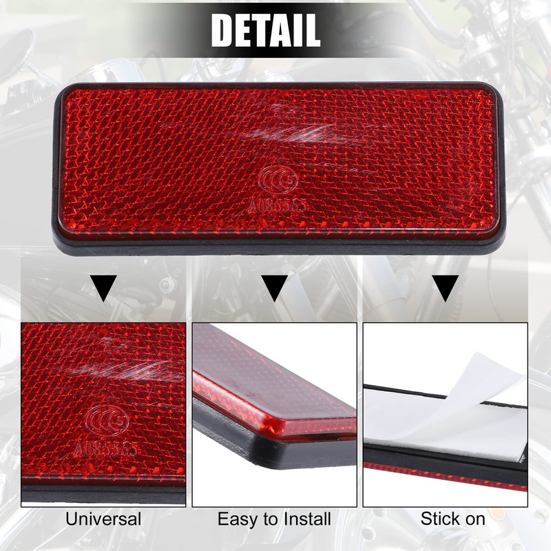 X AUTOHAUX 4 Pcs 87.5mm Red Universal Rectangular Reflective Warning