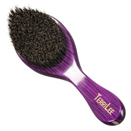 Terrilee Premium Handle 360 Wave Brush for Men - Medium Soft Curved 360 Wave Hair Brushs - Made with Nature Beech & 100% Boar Bristle Soft Men's Hair Brush For Black Men 360 (Purple Wood)