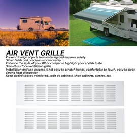 Aluminium Alloy Rectangular Vent Plate, 2 Pcs Air Vent Ventilation Grille for Wardrobe RVs Cabinet Shoe Cabinet Closet, Easy Installation Cabinet Hardware Accessories (80 * 350mm)