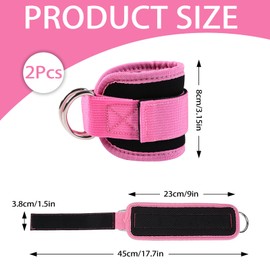 Ankle Straps for Cable Machines, Gym Padded Ankle Cuffs with Steel D-Ring Adjustable Ankle Cuff with Neoprene Padding