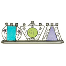 Copa Judaica Stylish Garden Menorah for Chanukah – for Standard Hanukkah Candles – Wall Menora Style – 3.5” Tall x 10.5” Wide