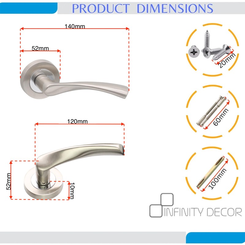 Infinity Decor Twisted Lever Door Handles on Rose - Latch