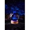3D Large Owl Crystal Ball Night Light with Wooden Base,