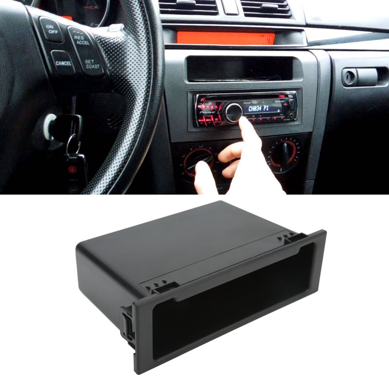 Car Stereo Radio Storage Box Black Large Storage Space Dash