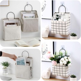 DRON TOOON Fabric Wall Hanging Storage Caddy Bag Over the Door Pouch Organizer for Bedroom Bathroom Kitchen (3Pack-C)…