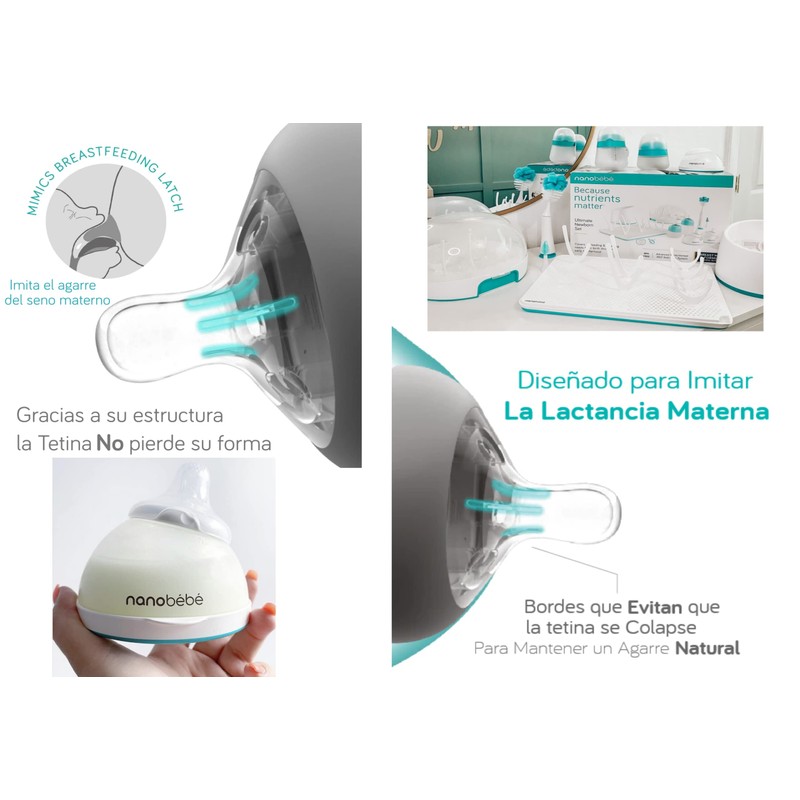 Nanobébé, Biberón de Silicón 270 ml./ 9Oz. 2 Pack, Color