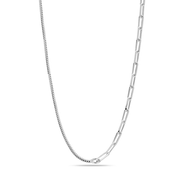 LeCalla 925 Sterling Silver Double Chain Necklace Hypoallergenic Paperclip Links