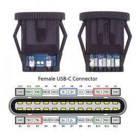 CY 5pcs/Set DIY OEM Type C Female Socket Connector to 6Pin PCBA Pinout Round Latch Mount Type DC 5V/20V PD Power IP67