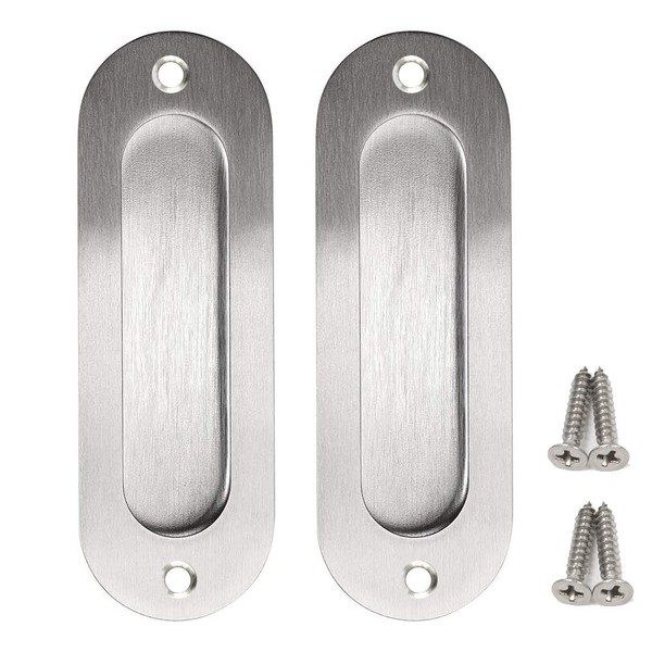Bestgle 2 Pack Oval Flush Door Pull Handles Handles, Stainless