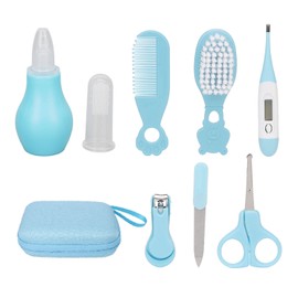 8pcs Baby Healthcare Grooming Kit Newborn Nursery Care Set with Hair Brush Nail Clippers Blue