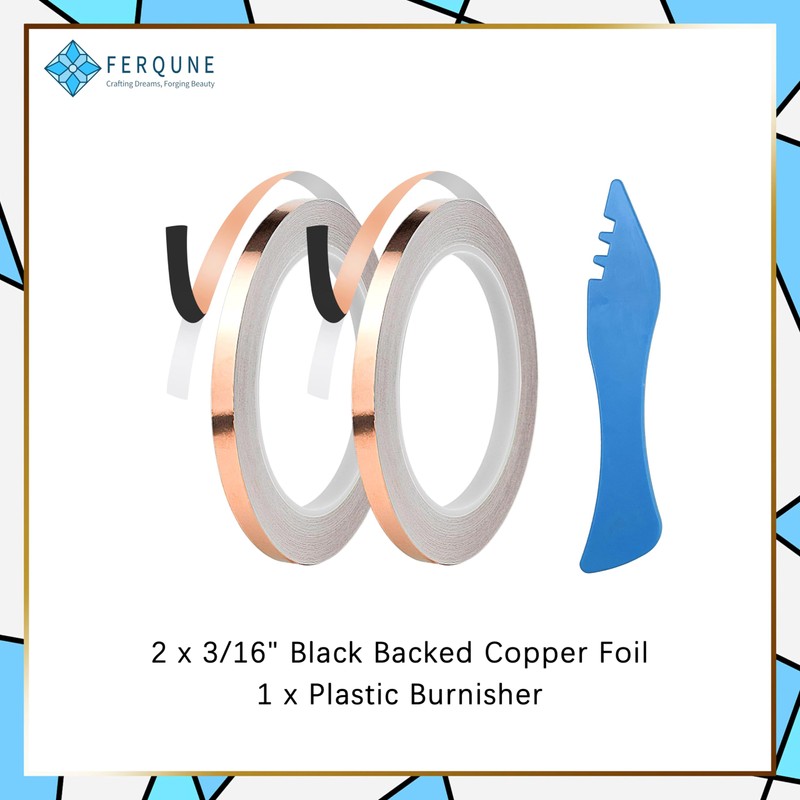 FERQUNE 3/16 Inch Black Backed Copper Foil Foil Tape for