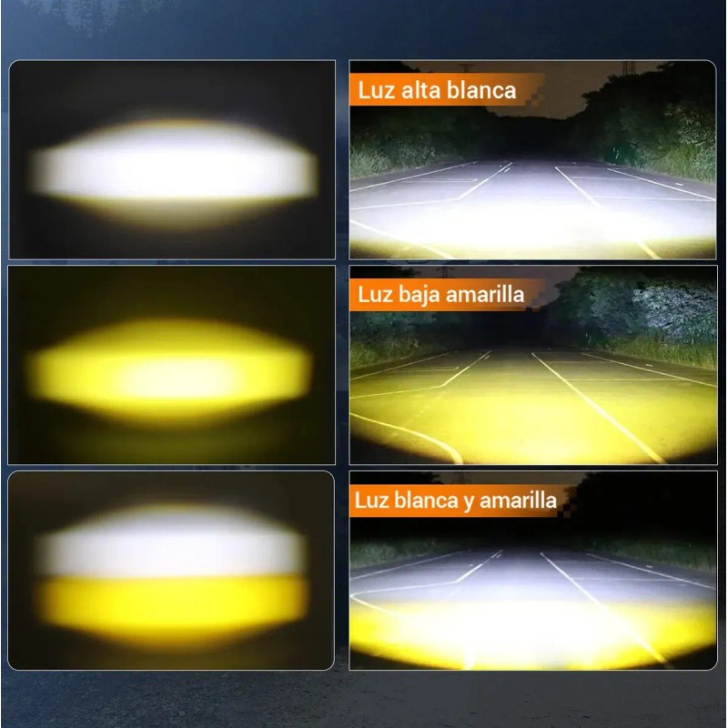 Par Faros De Lupa 6cuentas 3modos Para Auto, Moto W1