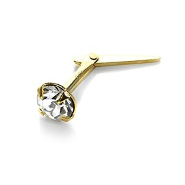 9ct Yellow Gold Andralok 3.5mm White Crystal Nose Stud