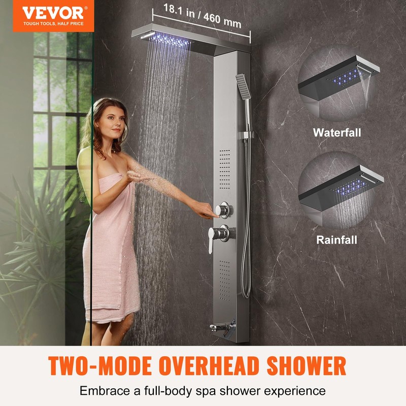 VEVOR Shower Panel System, 5 Shower Modes, LED Shower Panel