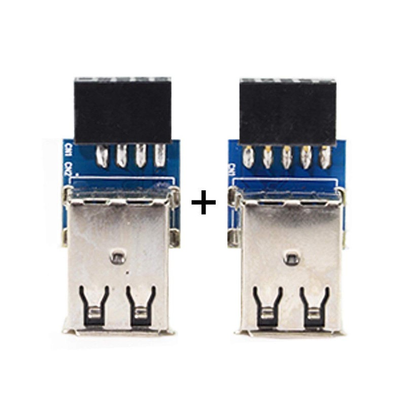 CY 2pcs Dual USB 2.0 Female to 9Pin/10Pin Motherboard Female