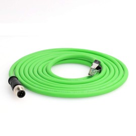 DRRI M12 - Cable blindado Ethernet de 4 pines macho a RJ45 impermeable para aplicaciones industriales Ethernet (5 m)