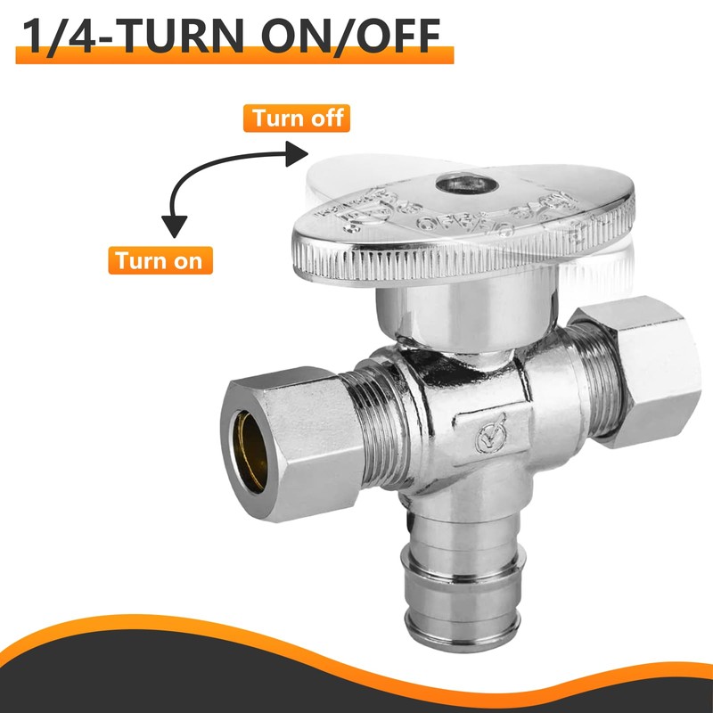 2-PCs HeSun Dual Compression Outlet Angle Stop Valve, 1/2" PEX-A