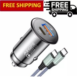 AINOPE Car Charger USB C 67.5 W,  USB C PD 45W & QC 3.0, Mini & Metal