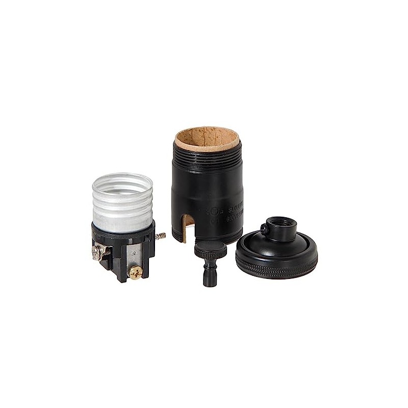 B&P Lamp® 3-Way Heavy Duty, Turned Brass Socket, Satin Black