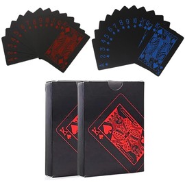 GlowTact Playing Cards [Set of 2] Waterproof Plastic Cool Magic Tricks Poker Event Party (Red Blue, 2 Pieces)