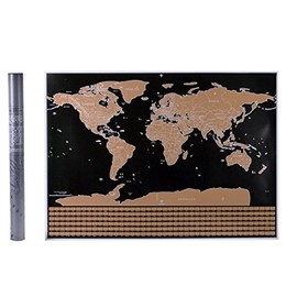 Scratch Off World Map Poster - Travel Map with US States and Country Flags, Tracks Your Adventures. Scratcher Included, for Travelers,