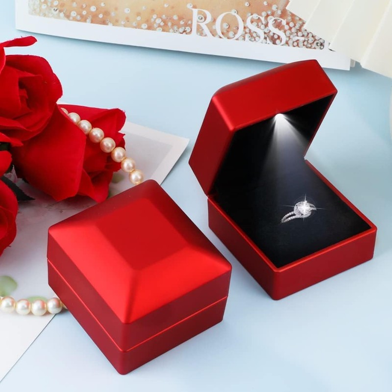 KEISIMI Luxury Ring Box with LED Light, Ring Box for