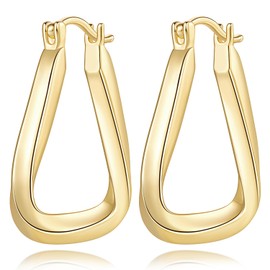 SPOINT 14K Gold Hoop Earrings for Women Gold Earrings for Women Trendy Inspired by the Iconic Mobius Strip Statement Dainty Womens Hoop Earring 28mm