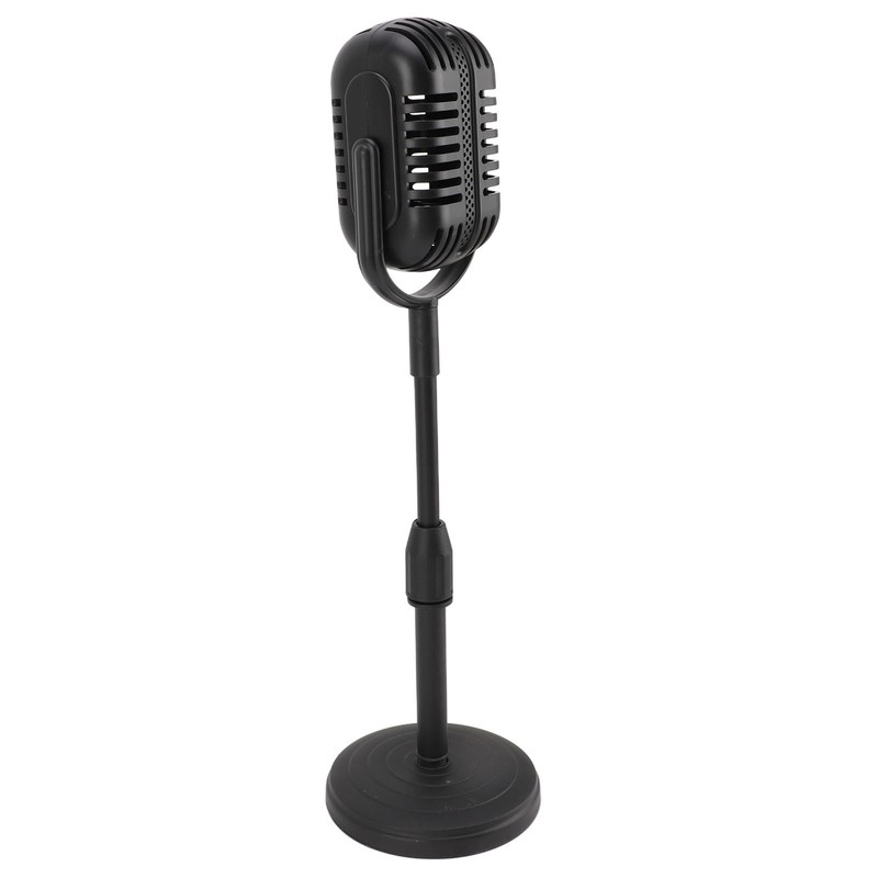 Antique Microphone Decor with Stand Black Realistic Lightweight Retro Microphone